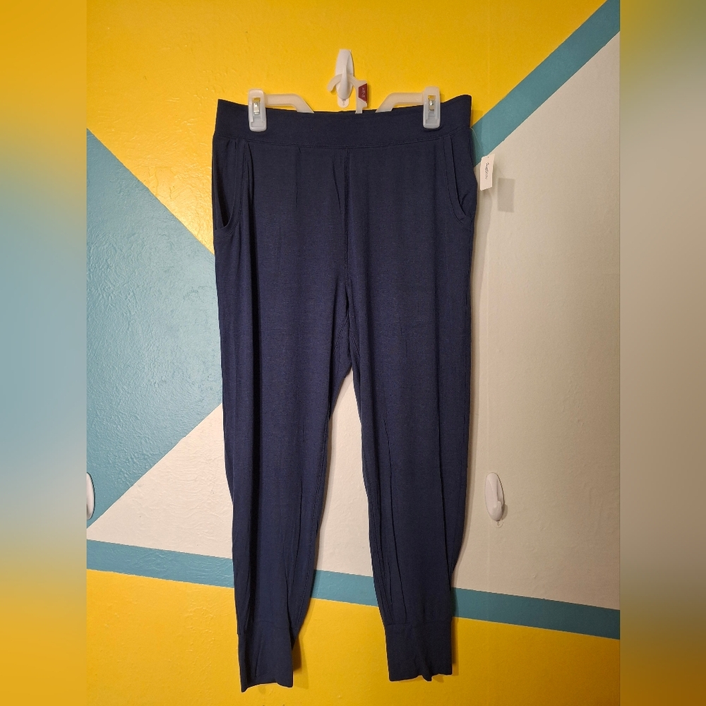 Navy Blue Leggings with Elastic Waistband